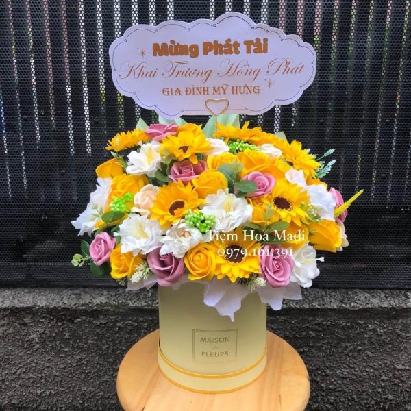 Lẵng hoa khai trương hồng phát Madi