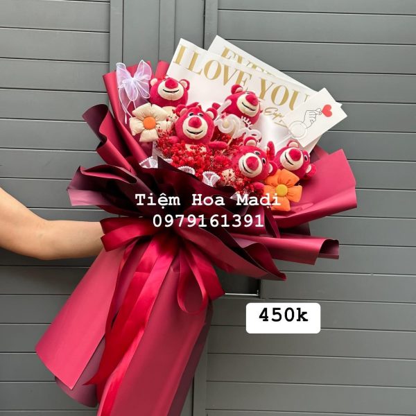 Bó Hoa Gấu Dâu Lotso 5 Con