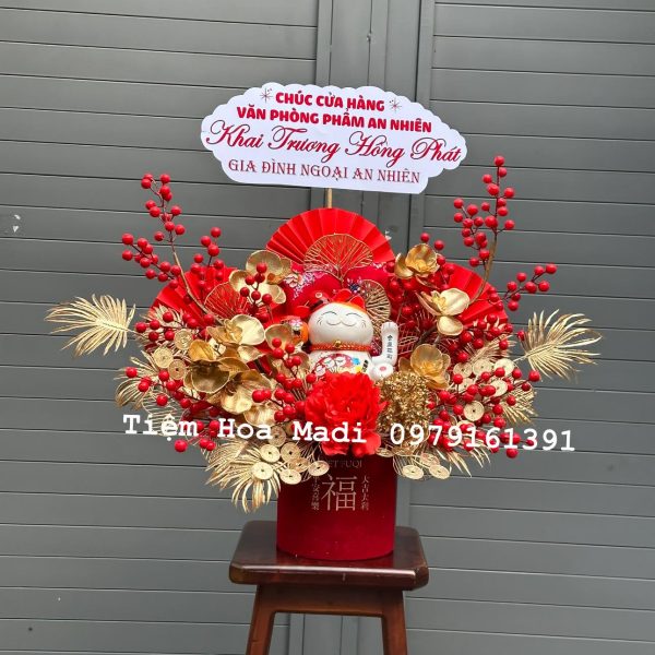 Hộp hoa mèo may mắn khai trương cửa hàng