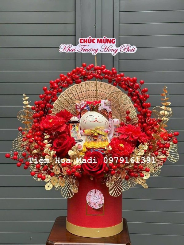 Lẵng Hoa Mừng Khai Trương Để Bàn