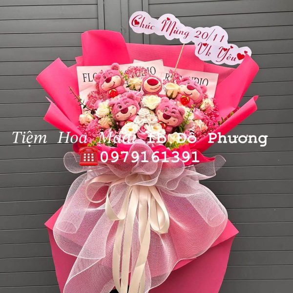 Bó Hoa Gấu Dâu Mừng Sinh Nhật Vợ