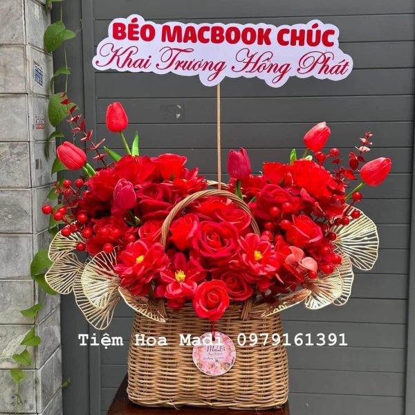 Giỏ Hoa Khai Trương Để Bàn