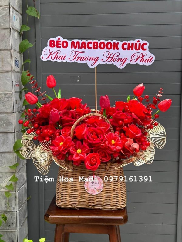 Giỏ Hoa Khai Trương Để Bàn