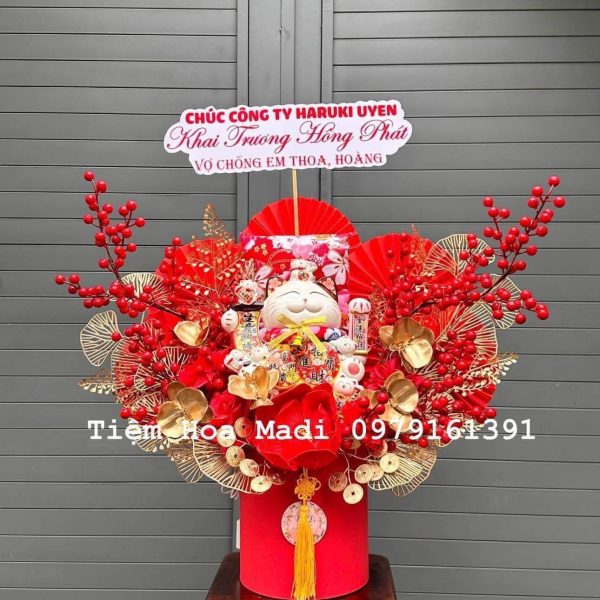 Hoa mèo thần tài decor