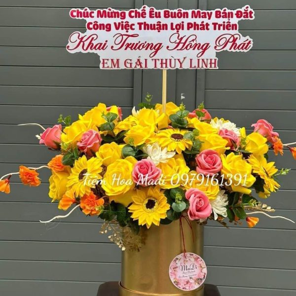 Lẵng hoa khai trương hướng dương