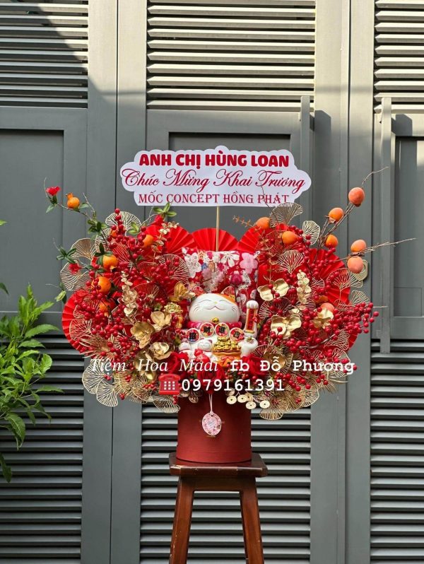 Hoa mèo thần tài chạy bằng điện