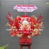 Lẵng hoa khai trương Mèo Thần Tài dễ thương