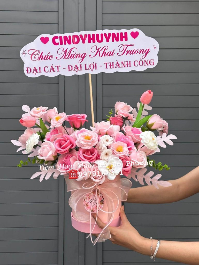 Lẵng hoa khai trương sang trọng