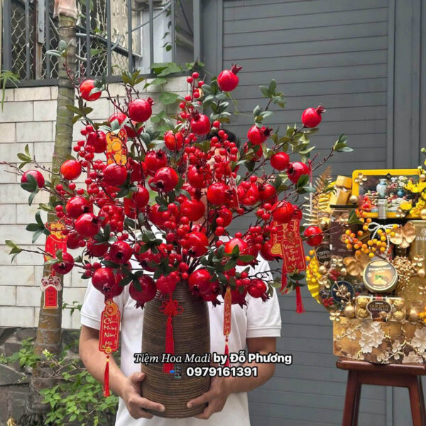 Bình Lựu Đỏ Trang Trí