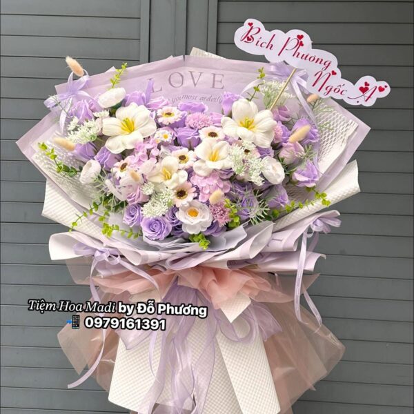 Hoa Cao Cấp Tông Tím Pastel
