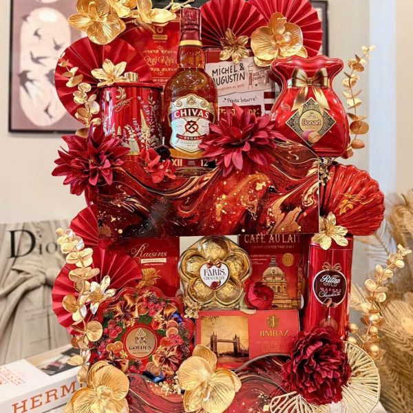 Giỏ quà Tết 2 tầng sang trọng