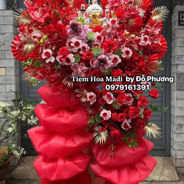 Kệ Hoa Khai Trương Hoa Lụa